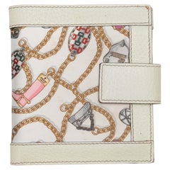 White & Multicolor Gucci Silk & Leather Charmy Wallet