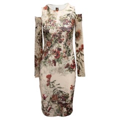 Weißes & mehrfarbiges Jean Paul Gaultier Soleil Mesh Kleid mit Traubendruck in Weiß, Größe US M