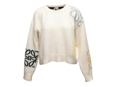 Weißer & mehrfarbiger Loewe Anagramm-Pullover aus Wolle Größe US M