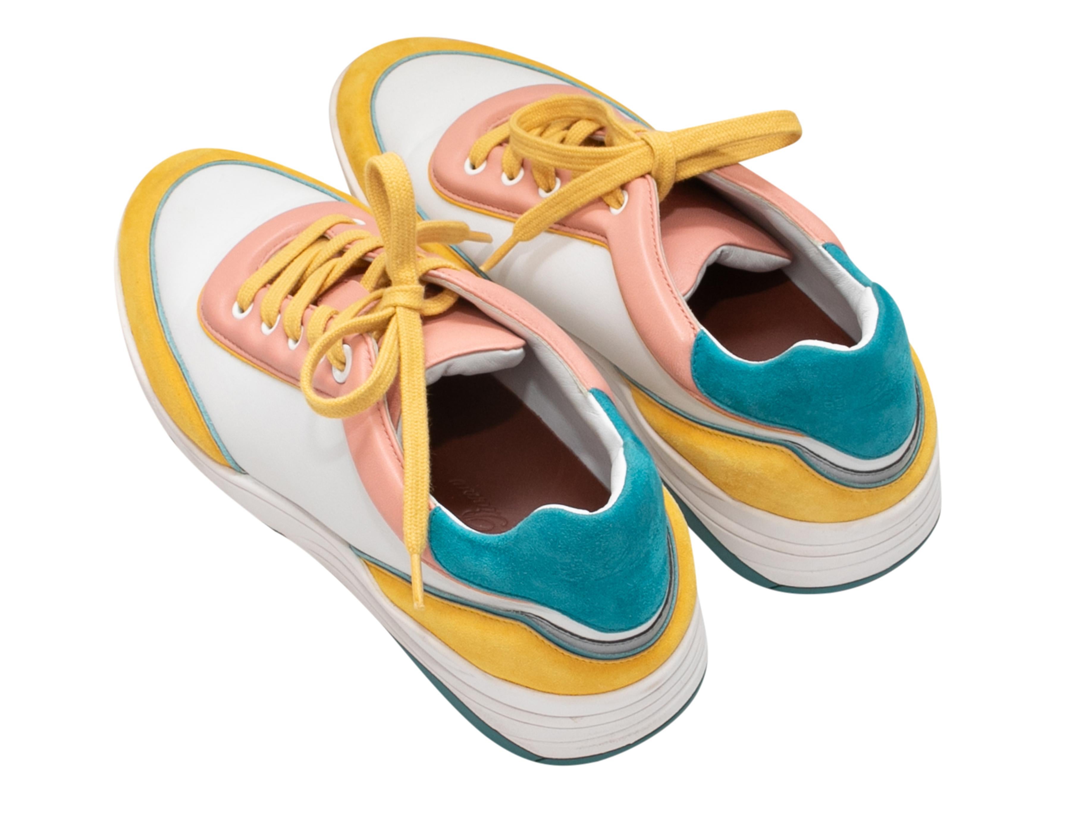 Blanc White & Multicolor Loro Piana Play Color Block Low-Top Sneakers en vente
