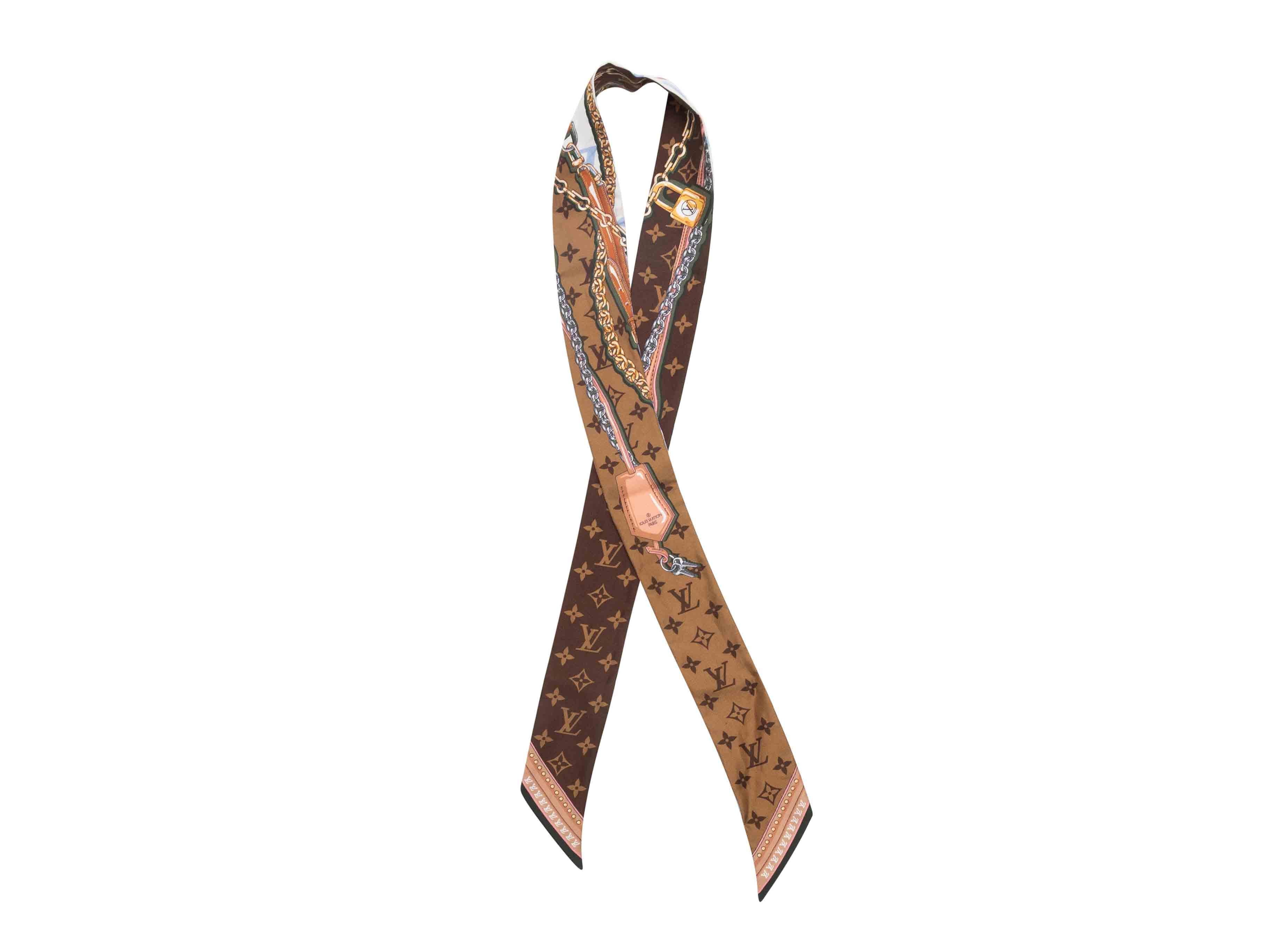 White & Multicolor Louis Vuitton BB Silk Bandeau Scarf en Bueno estado para la venta en New York, NY