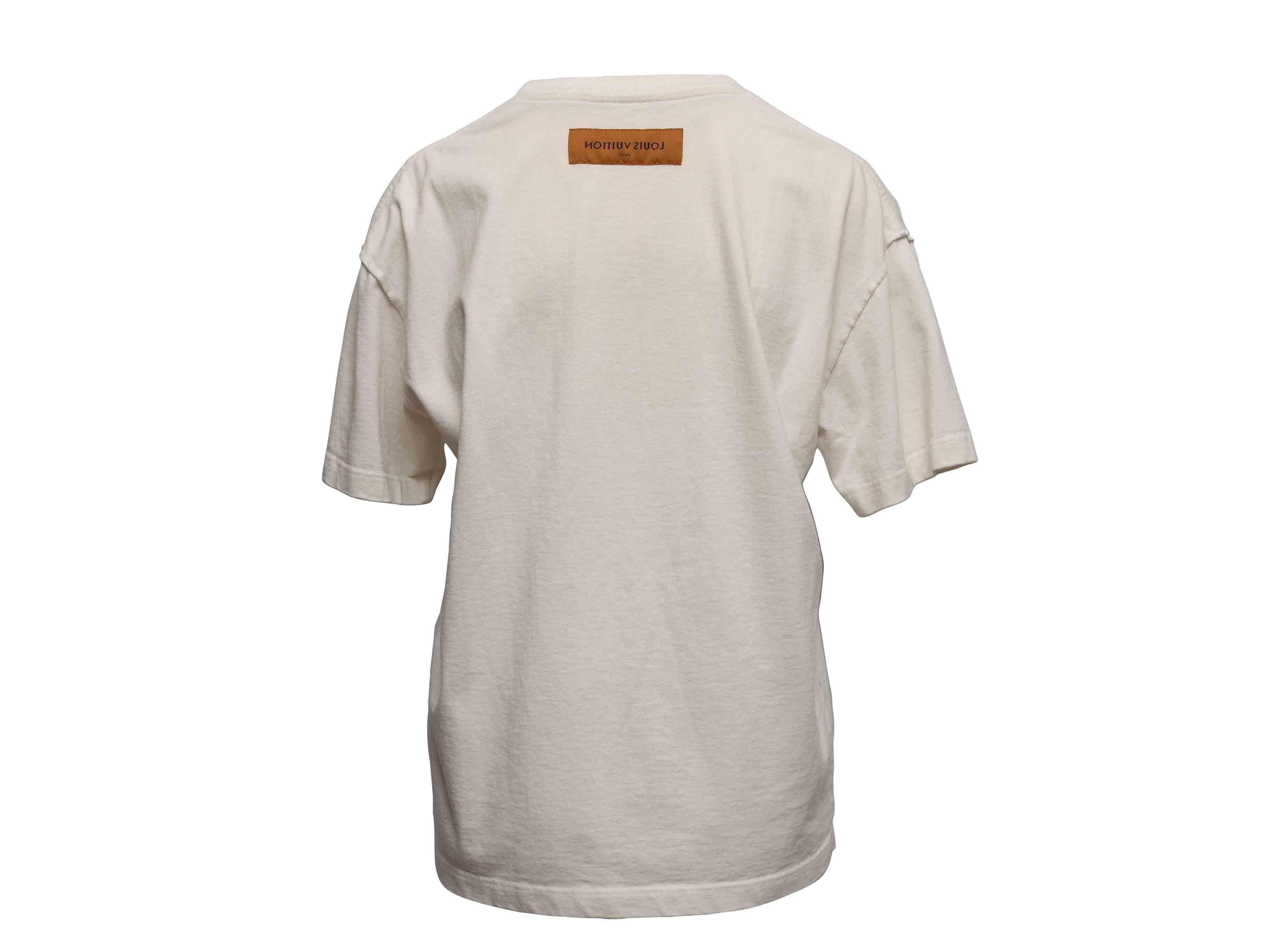 Weißes & mehrfarbiges Louis Vuitton Logo Grafik T-Shirt Größe US M im Zustand „Gut“ im Angebot in New York, NY