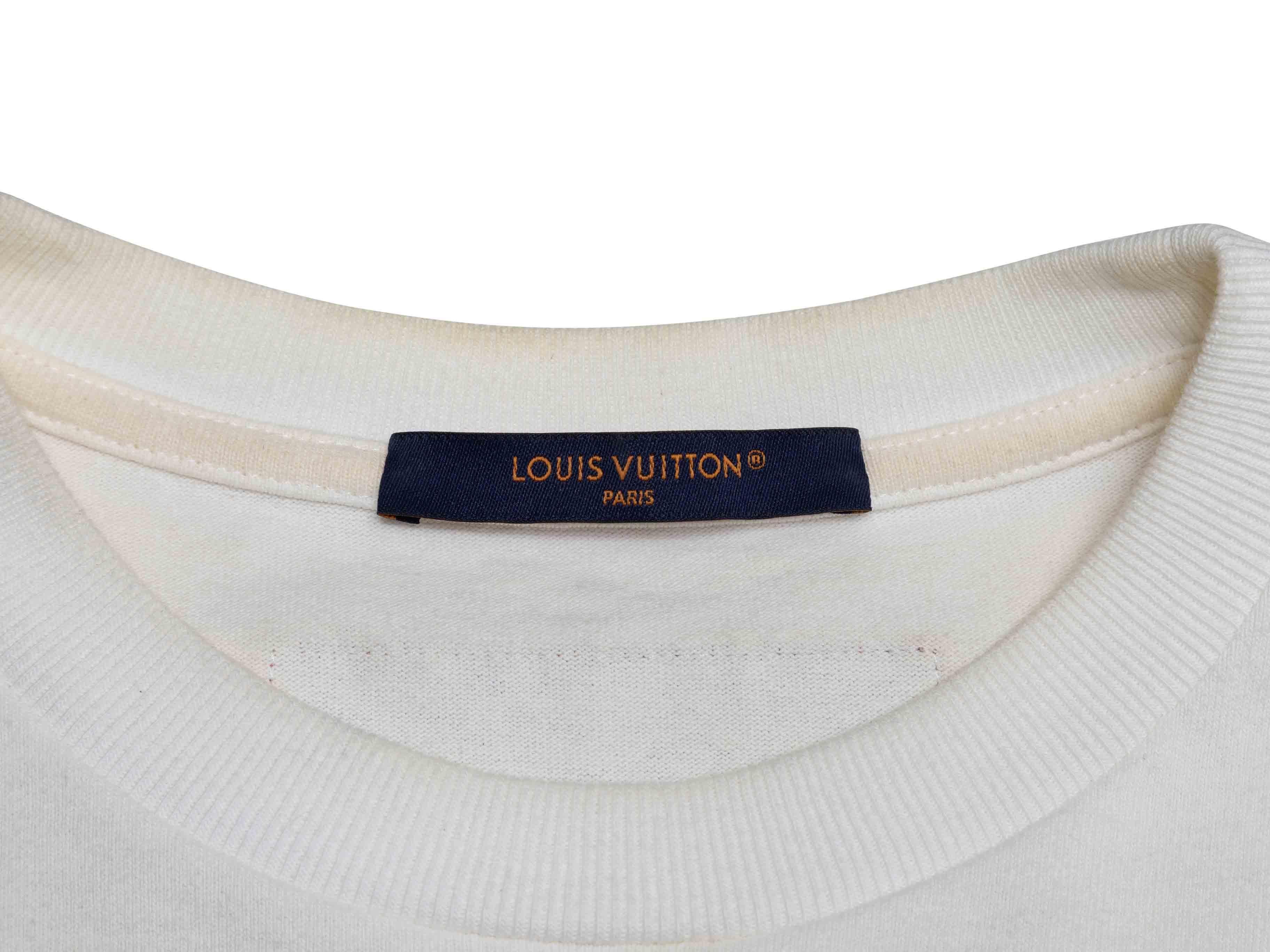 Weißes & mehrfarbiges Louis Vuitton Logo Grafik T-Shirt Größe US M Damen im Angebot