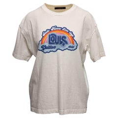 White & Multicolor Louis Vuitton Logo Graphic T-Shirt Size US M
