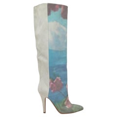Weiße & mehrfarbige Maison Margiela Stiefel aus Wildleder mit Aquarelldruck Größe 36