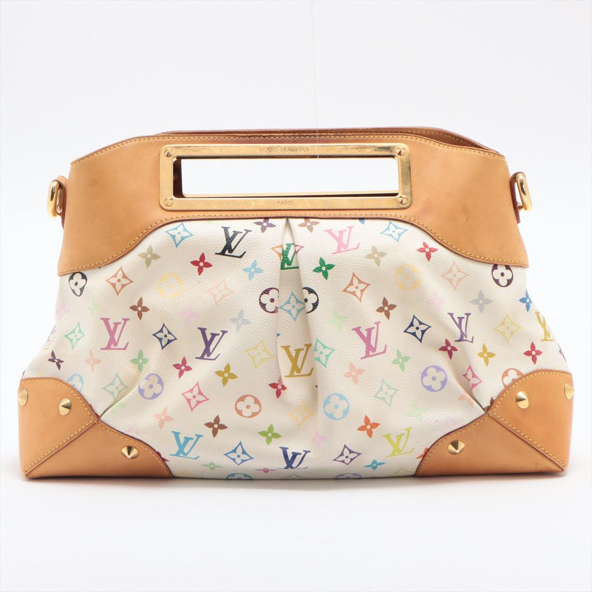 White multicolor Monogram coated canvas Louis Vuitton Judy MM with gold-tone  In Fair Condition For Sale In Irvine, CA