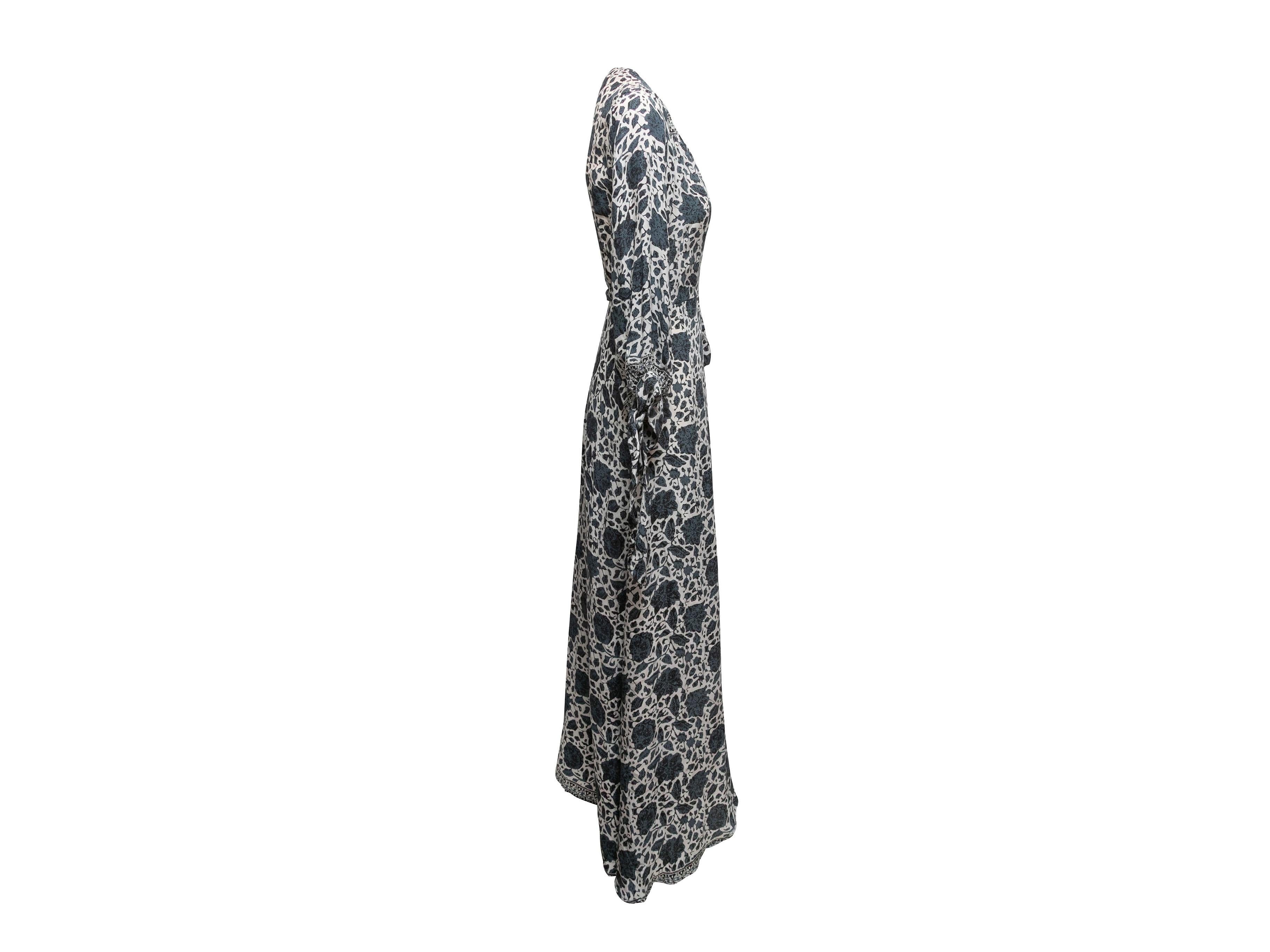 Women's White & Multicolor Natalie Martin Silk Floral Print Maxi Dress Size US S