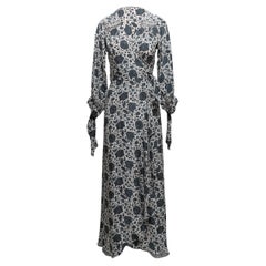 White & Multicolor Natalie Martin Silk Floral Print Maxi Dress Size US S