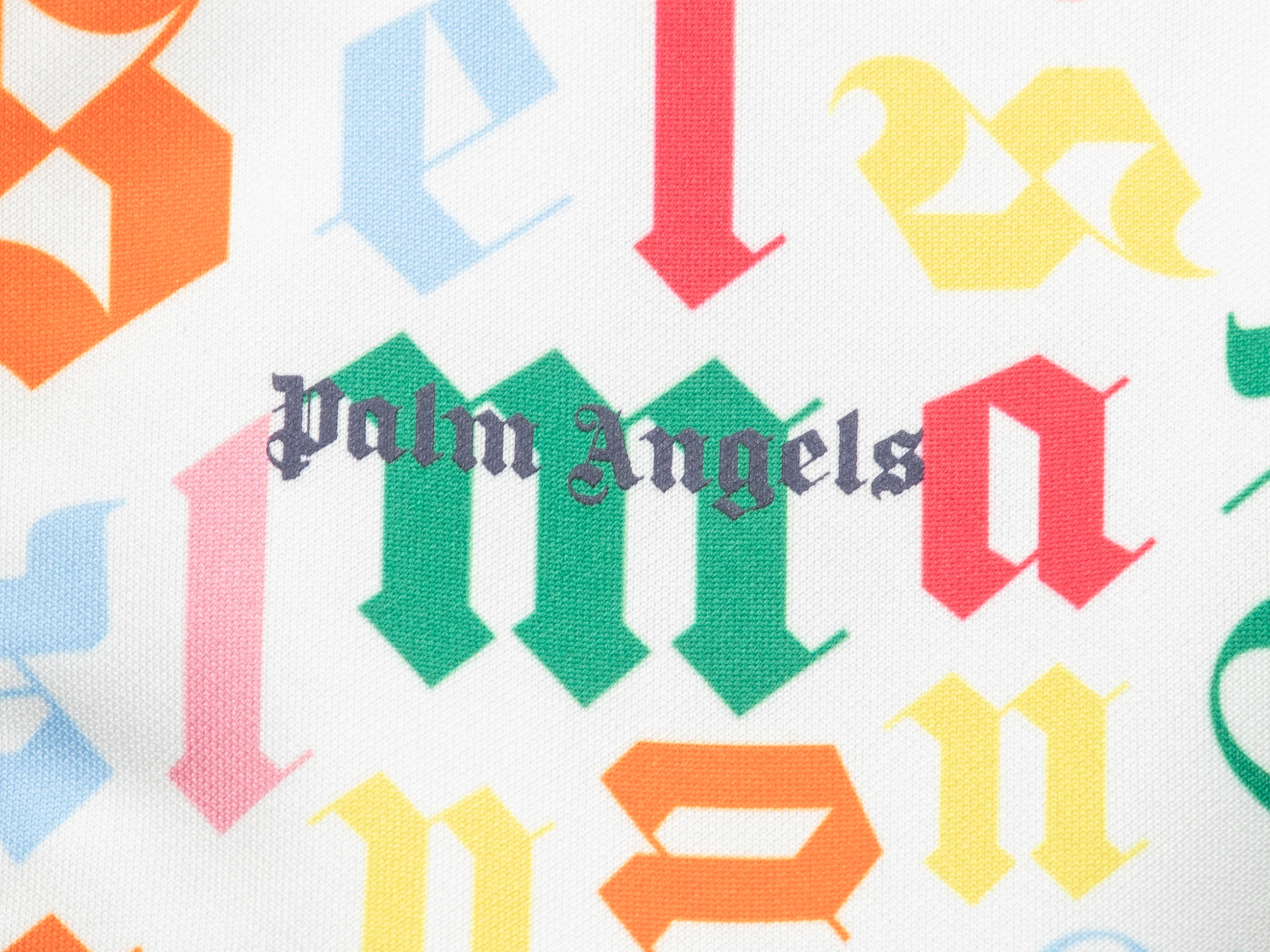 Weiß & Multicolor Palm Angels Text Print Zip Jacke Größe US 12 im Angebot 2