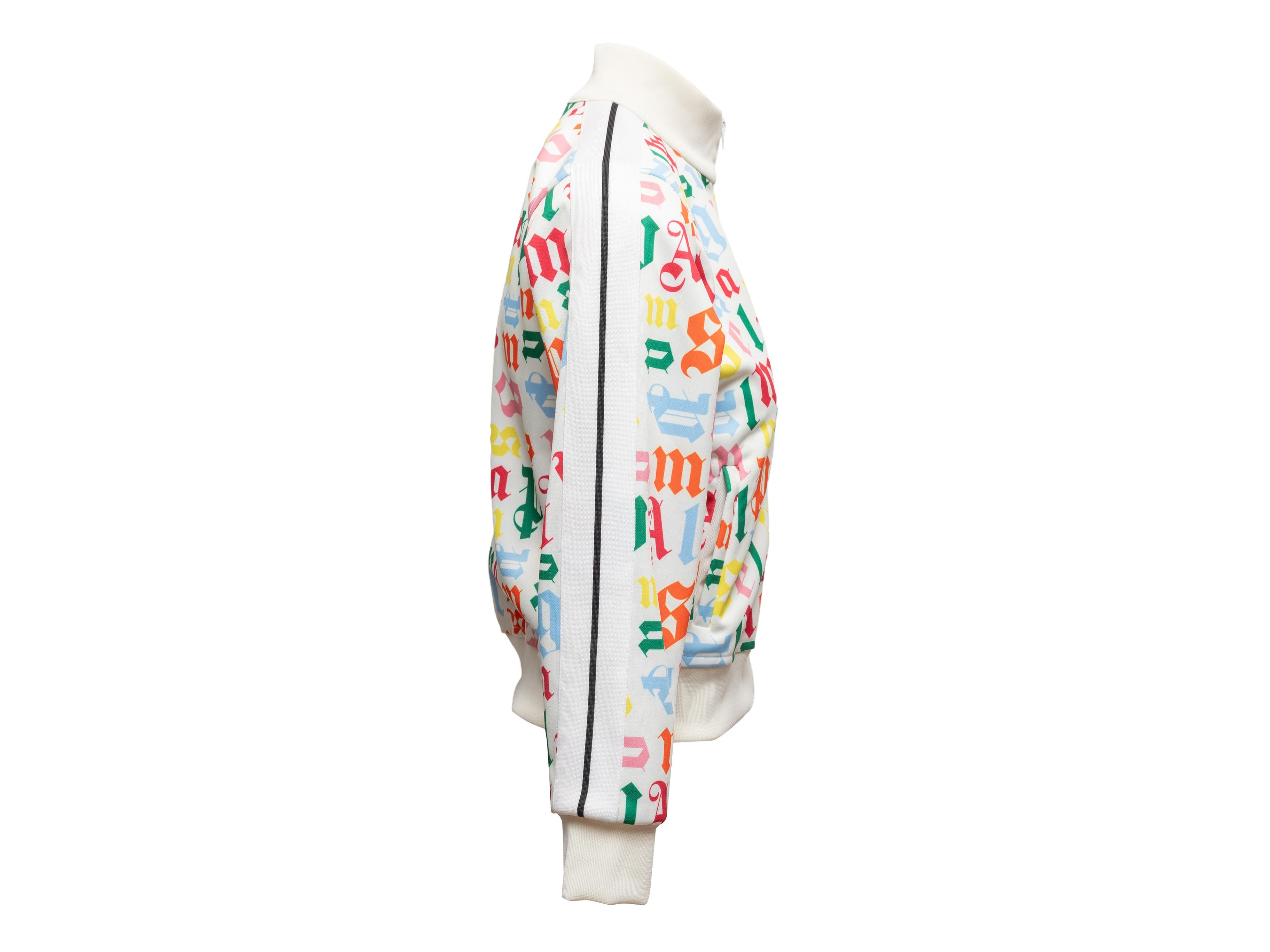 Weiß & Multicolor Palm Angels Text Print Zip Jacke Größe US 12 im Angebot 3