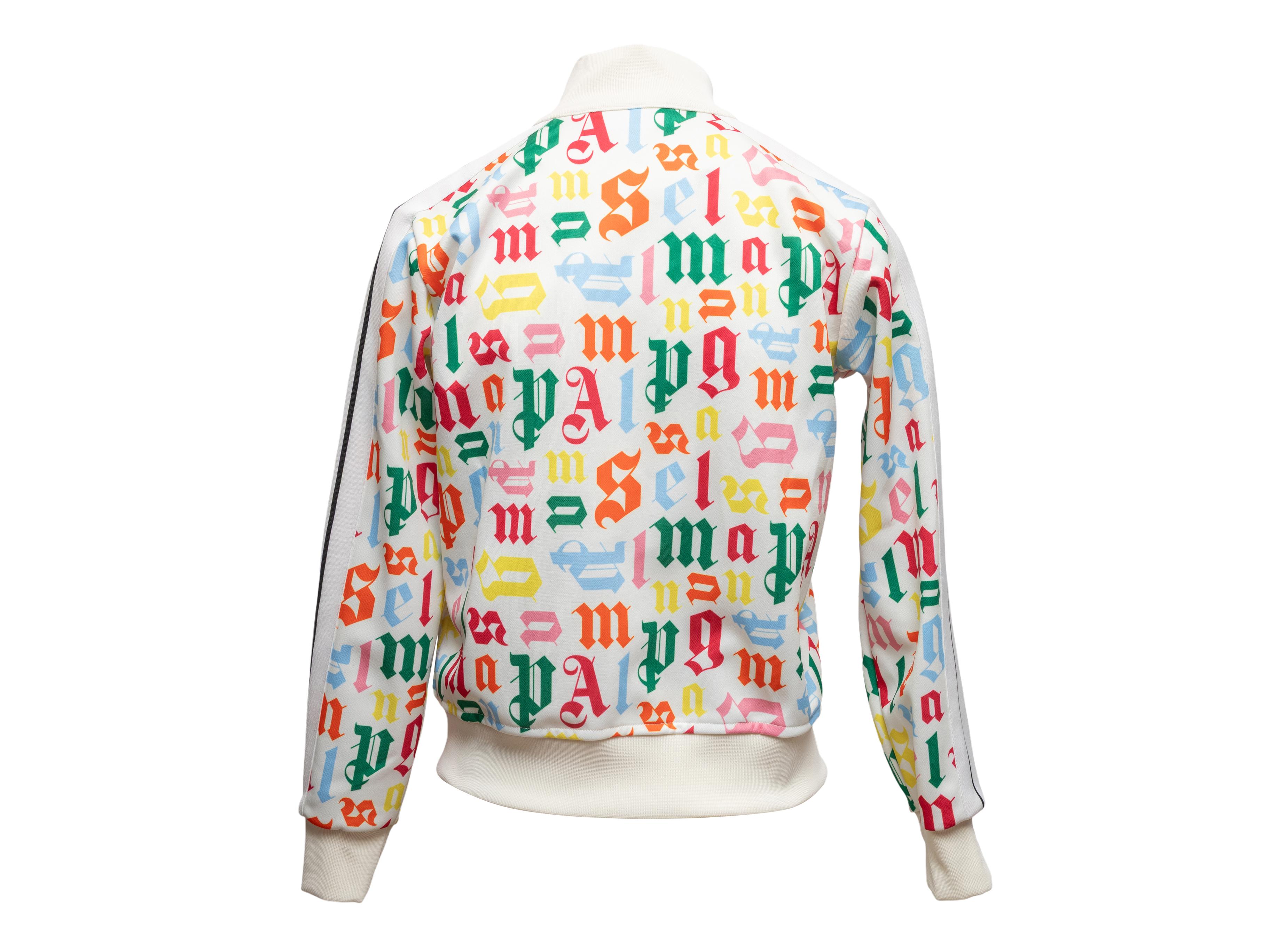 Weiß & Multicolor Palm Angels Text Print Zip Jacke Größe US 12 im Angebot 4