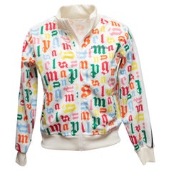 Weiß & Multicolor Palm Angels Text Print Zip Jacke Größe US 12