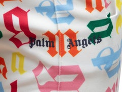 White & Multicolor Palm Angels Text Printed Cropped Pants Size US 12