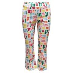 Weiß & Multicolor Palm Angels Text gedruckt Cropped Pants Größe US 12