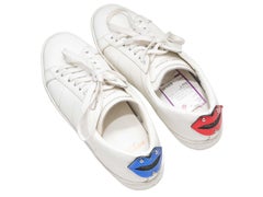 White & Multicolor Saint Laurent Leather Low-Top Sneakers Size 37