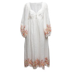 Weißes & mehrfarbiges Zimmermann besticktes Leinenkleid Größe 3