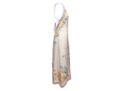 White & Multicolor Zimmermann Linen Floral Print Maxi Dress Designer Size 1