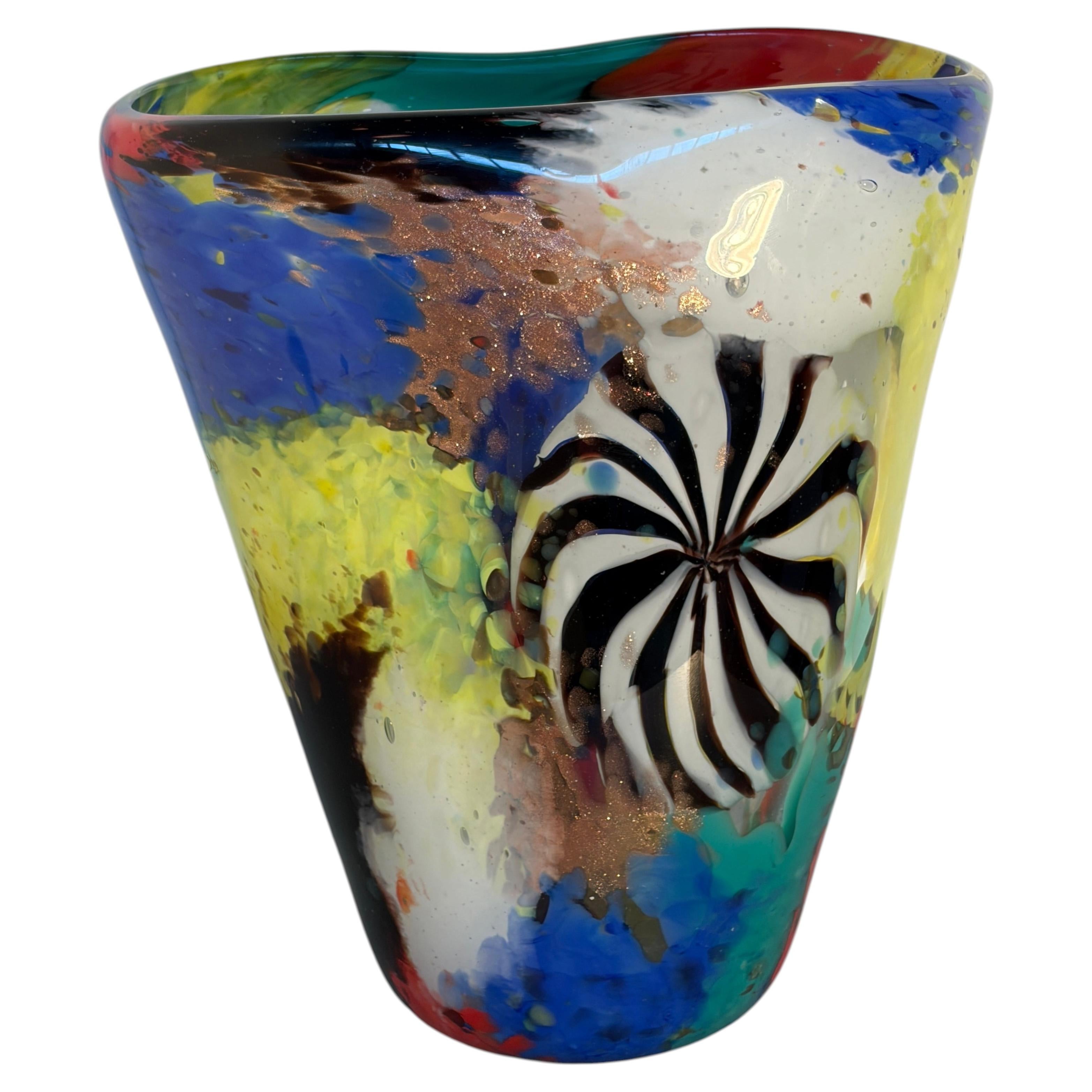 Jarrón de cristal artístico de Murano, diseño de Dino Martens, diseño abstracto, Vetreria Aureliano Toso