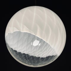 White Murano Ball Pendant Lamp, Italy, 1960s