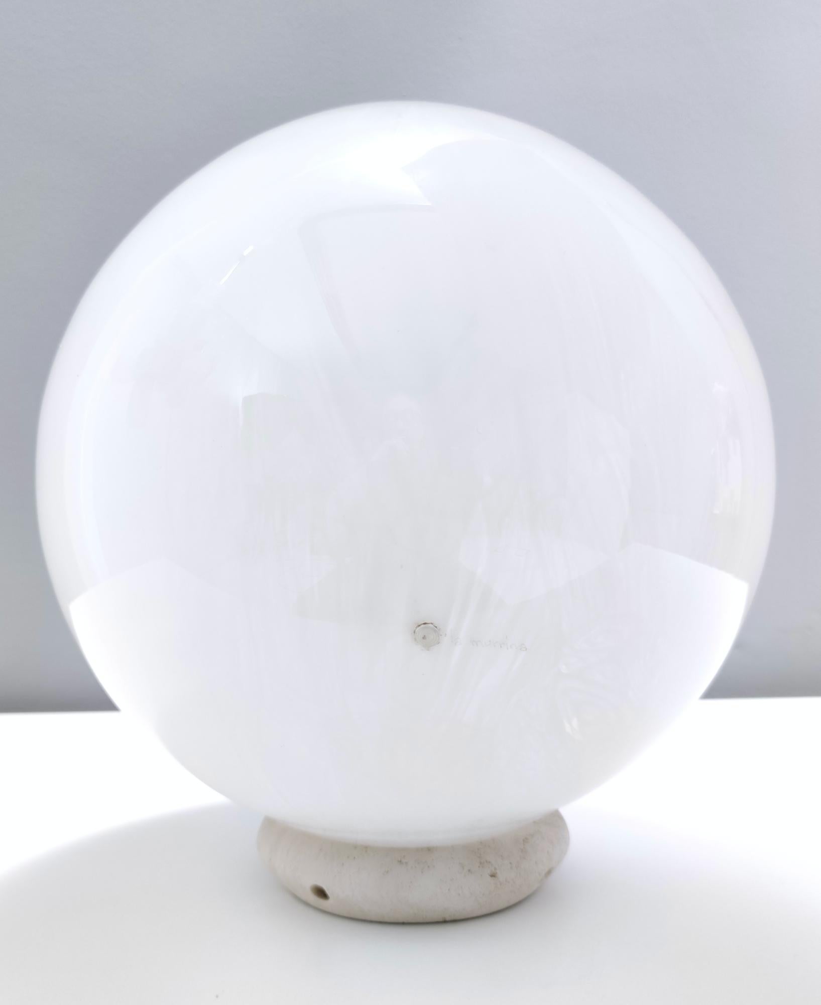 Murano Glass Postmodern White Murano Blown Glass Table Lamp by La Murrina with Murrines Italy For Sale