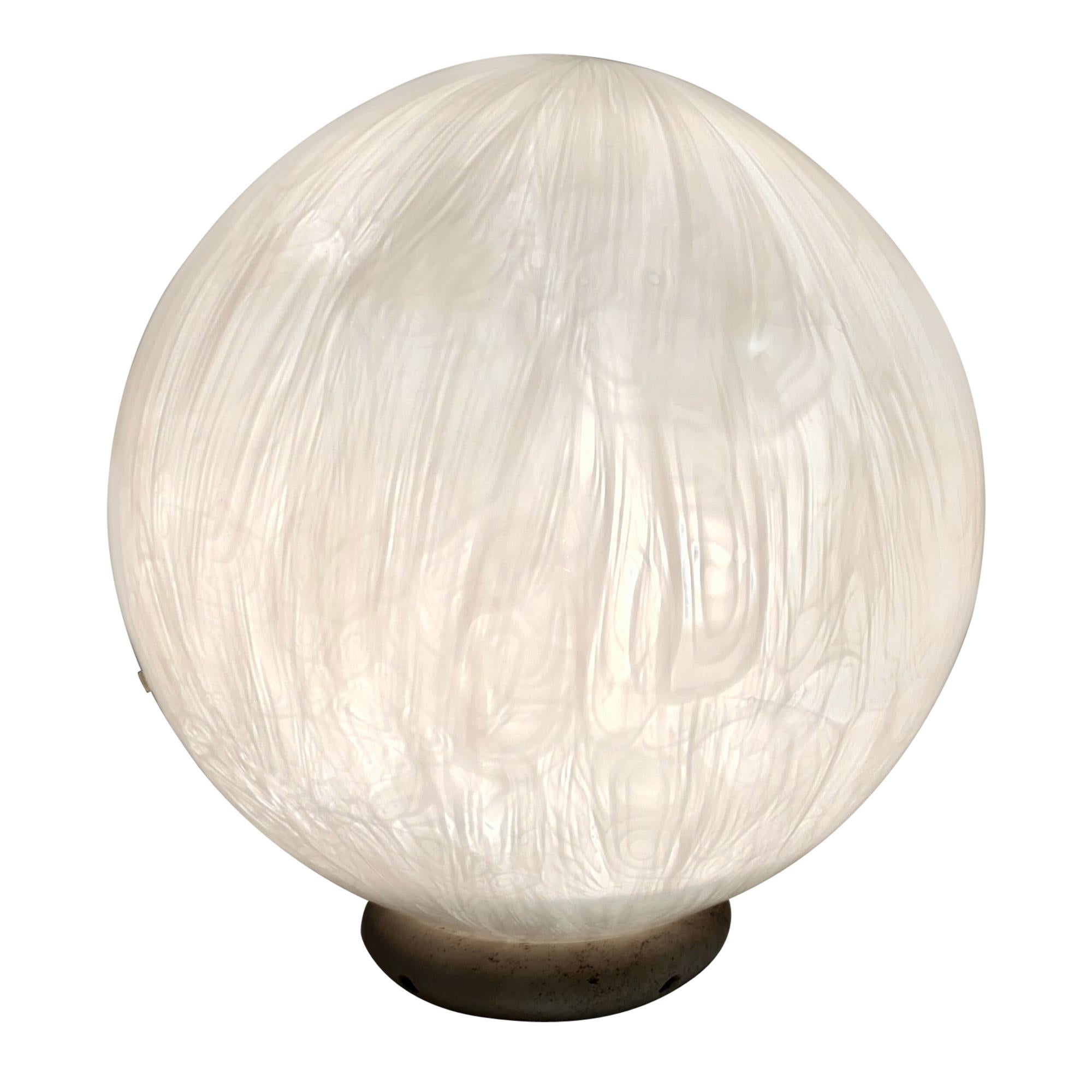 Postmodern White Murano Blown Glass Table Lamp by La Murrina with Murrines Italy For Sale