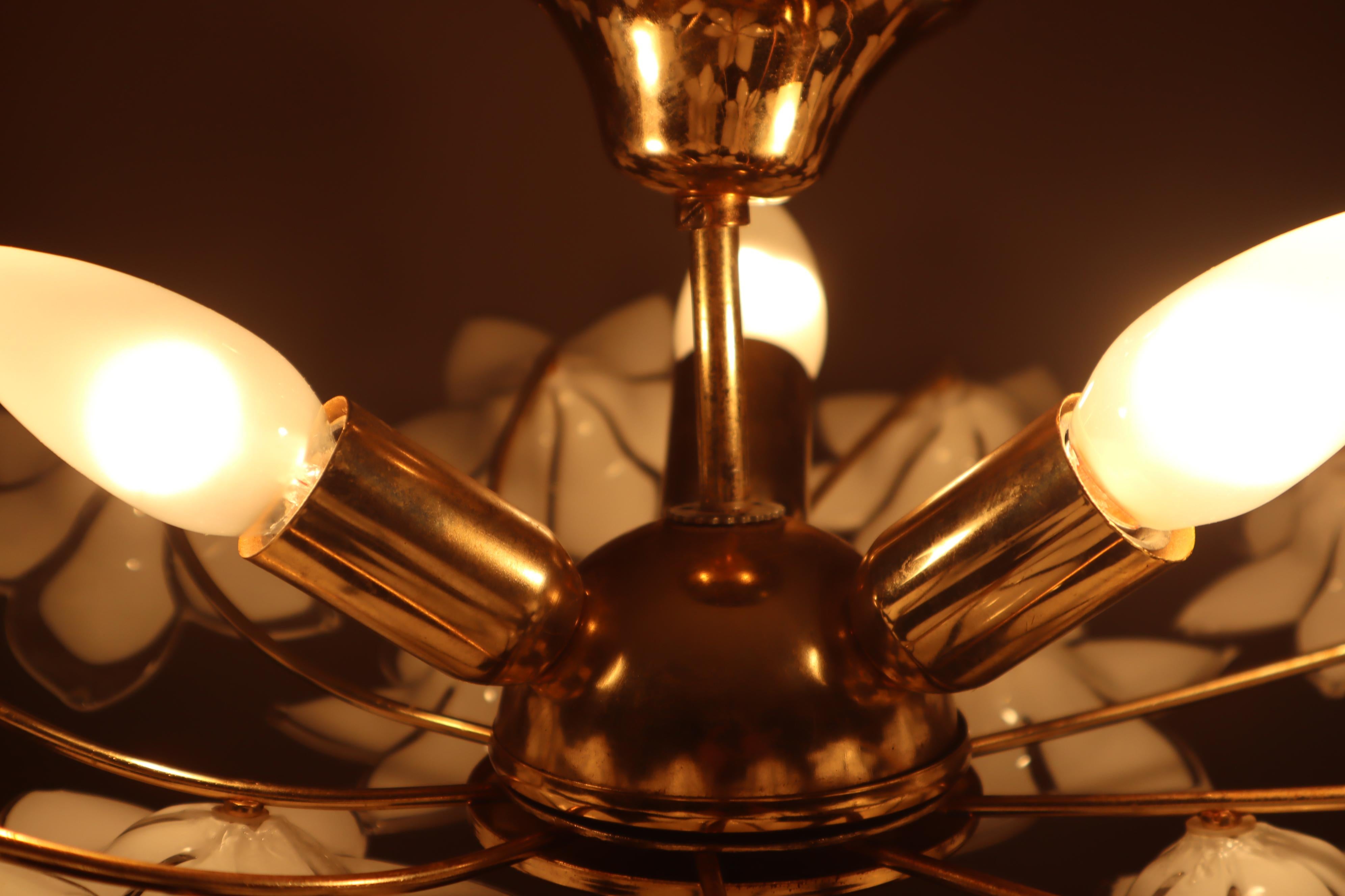 White Murano flowered glass hanging lamp, Austria, 1990s For Sale 2
