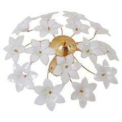 White Murano flowered glass hanging lamp, Austria, 1990s