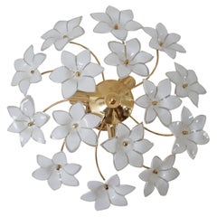 White Murano flowered glass hanging lamp, Austria, 1990s