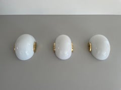 White Murano Glass and Metal Set of 3 Sconces by Massive, 1970s, Germany