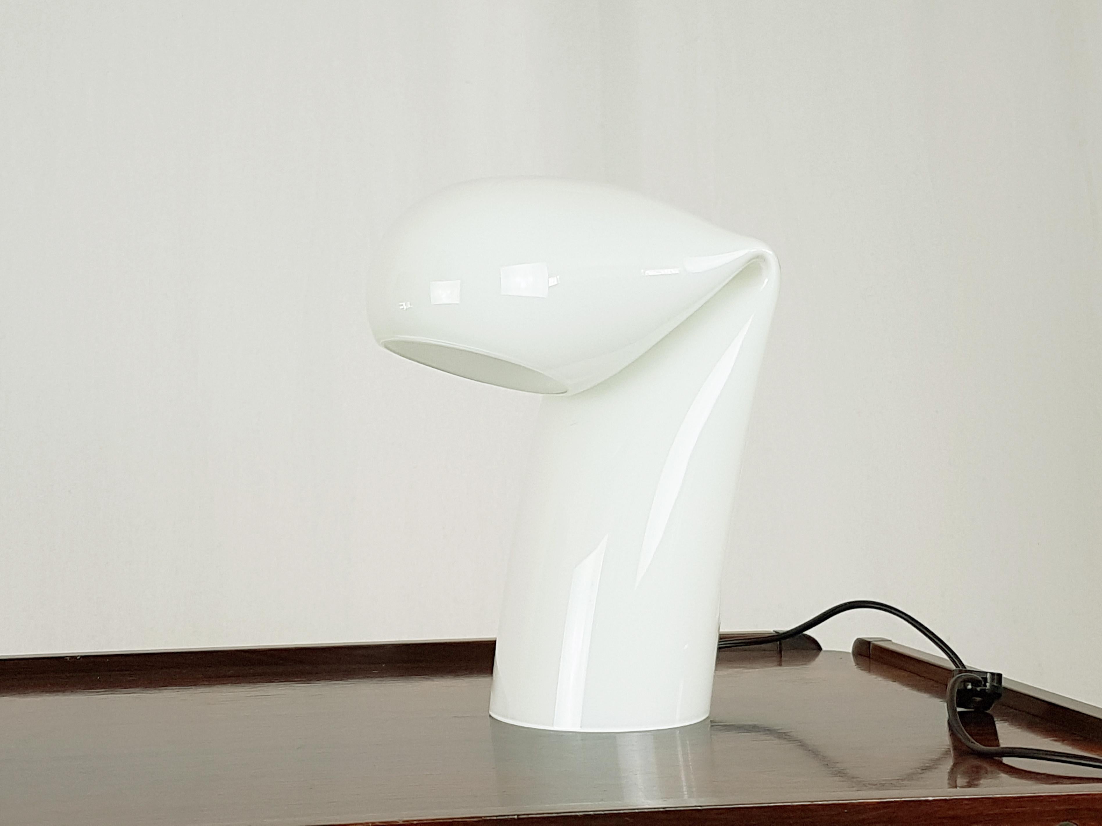 Space Age White Murano Glass Bissa Table Lamp by Gino Vistosi for Vetreria Vistosi, 1968