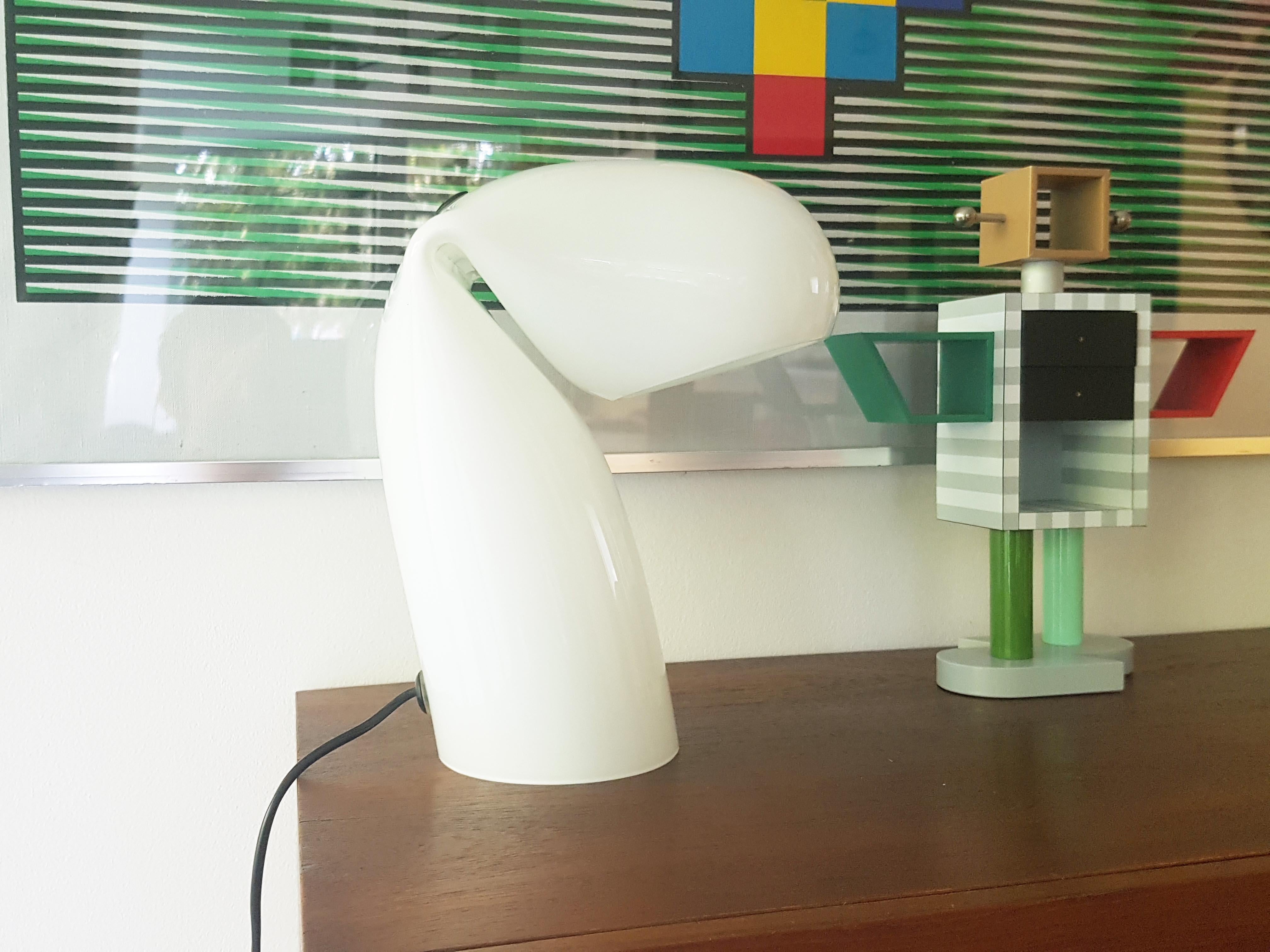 Hand-Crafted White Murano Glass Bissa Table Lamp by Gino Vistosi for Vetreria Vistosi, 1968