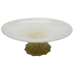 White Murano Glass Bowl on Gold Base, circa 1960
