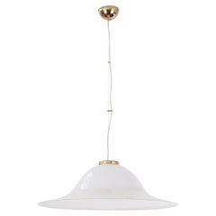 Italienische Vintage Murano Glass Hängelampe, weißes Glas, 1980er Jahre, Italien