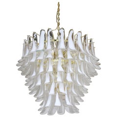 Lampadario in vetro di Murano bianco di Lumini Collections