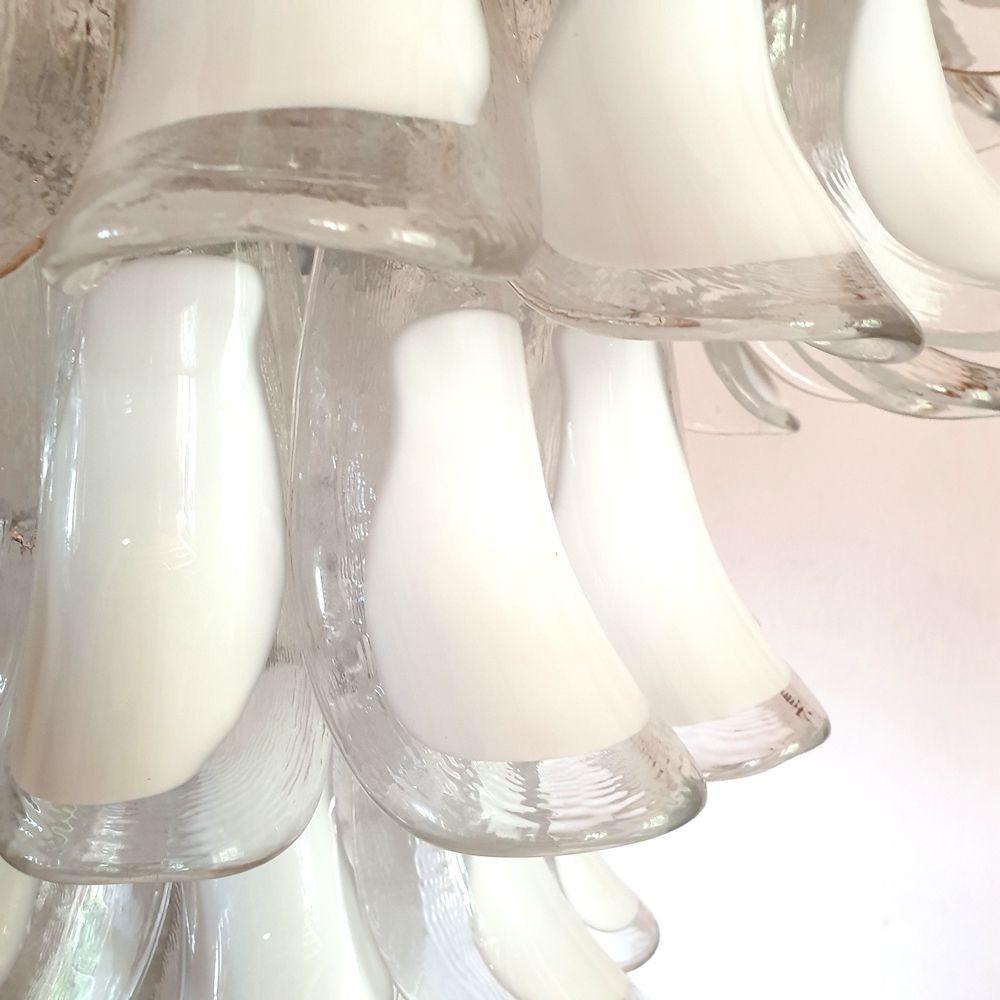 White Murano glass chandelier by Mazzega For Sale 3