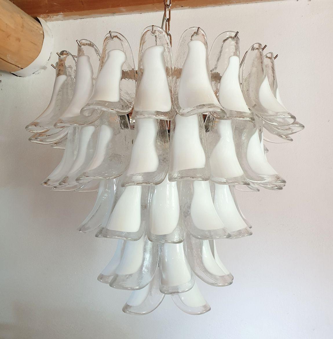 Murano Glass White Murano glass chandelier by Mazzega For Sale