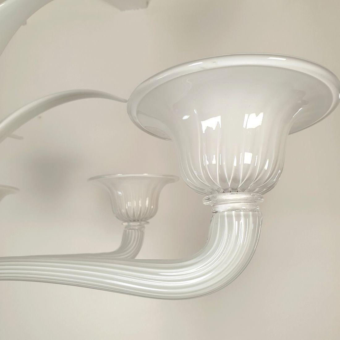 White Murano glass chandelier, Italy For Sale 3