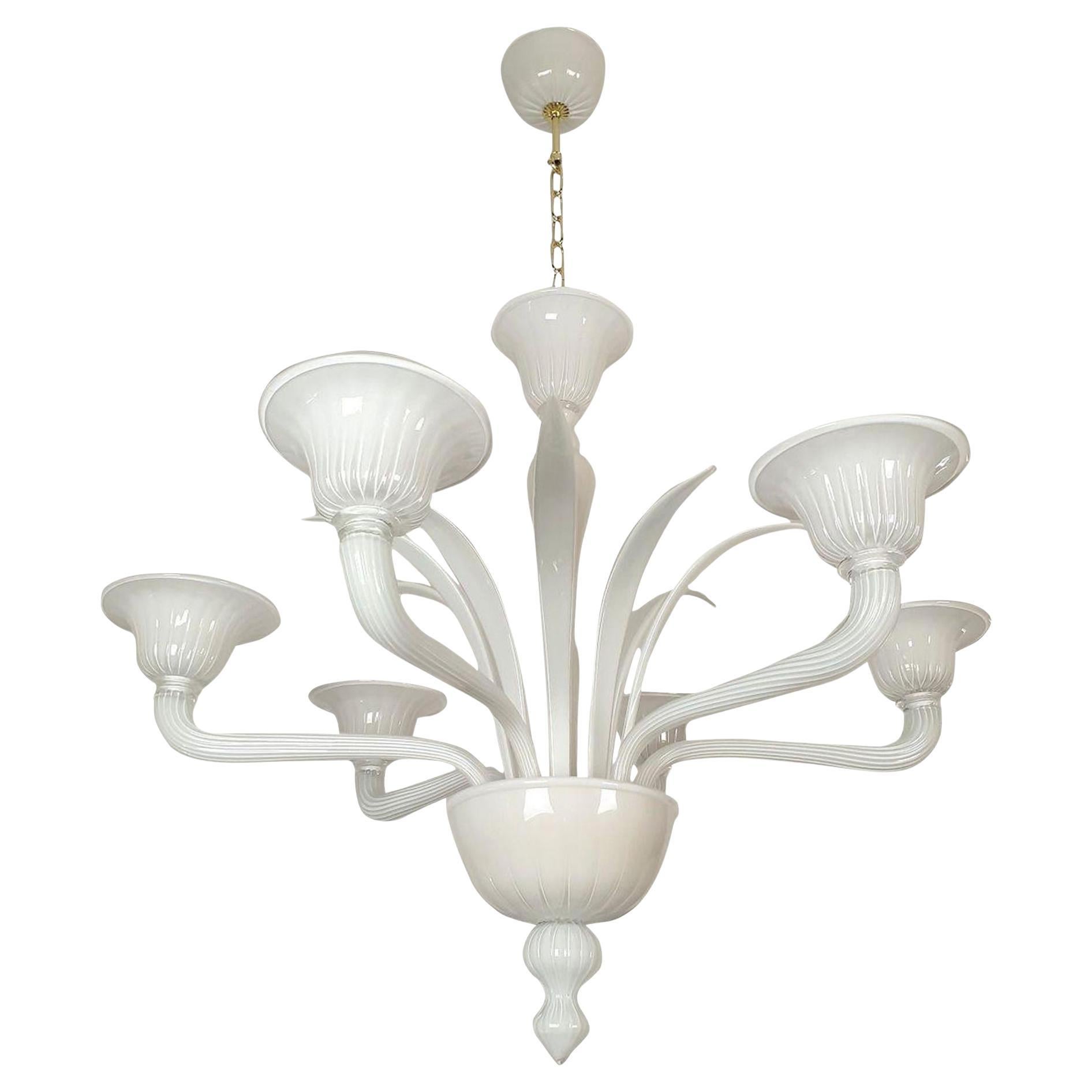 White Murano glass chandelier, Italy