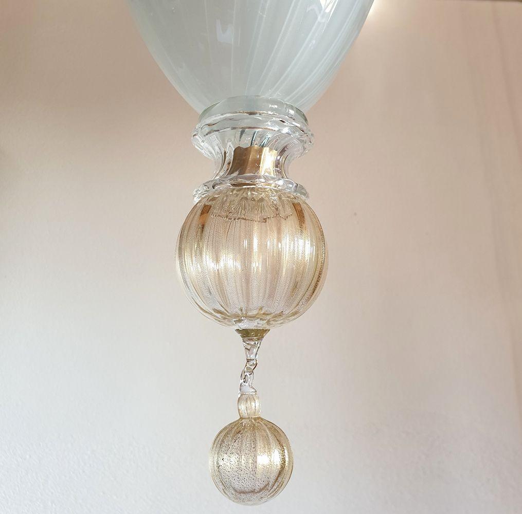 White Murano Glass Chandelier-Lantern Italy For Sale 4