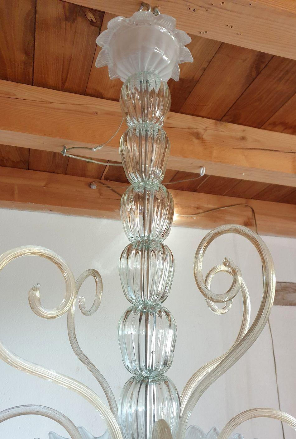 White Murano Glass Chandelier-Lantern Italy For Sale 6