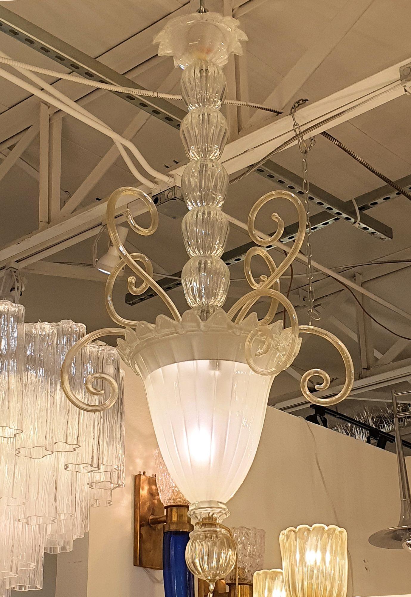 Lámpara-linterna de cristal de Murano blanco Italia Moderno de mediados de siglo en venta