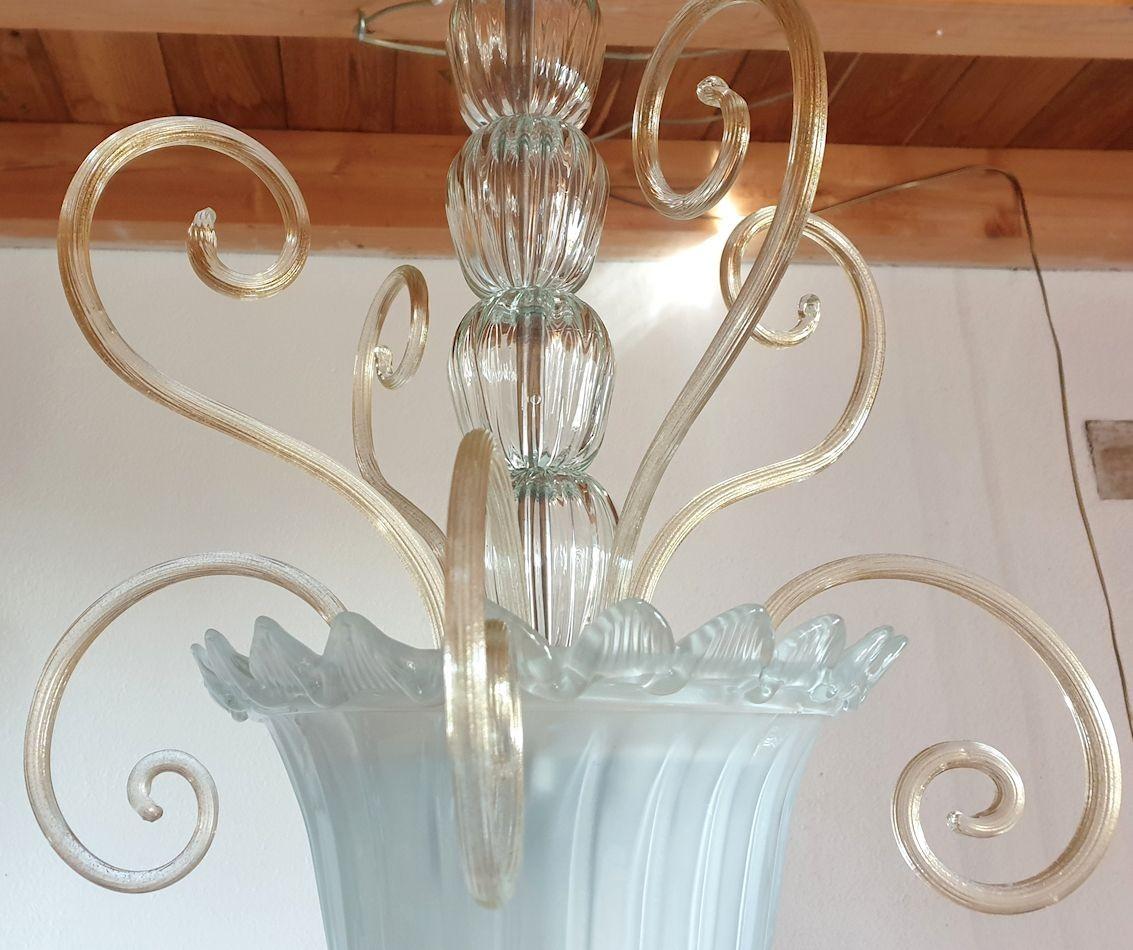 White Murano Glass Chandelier-Lantern Italy For Sale 2