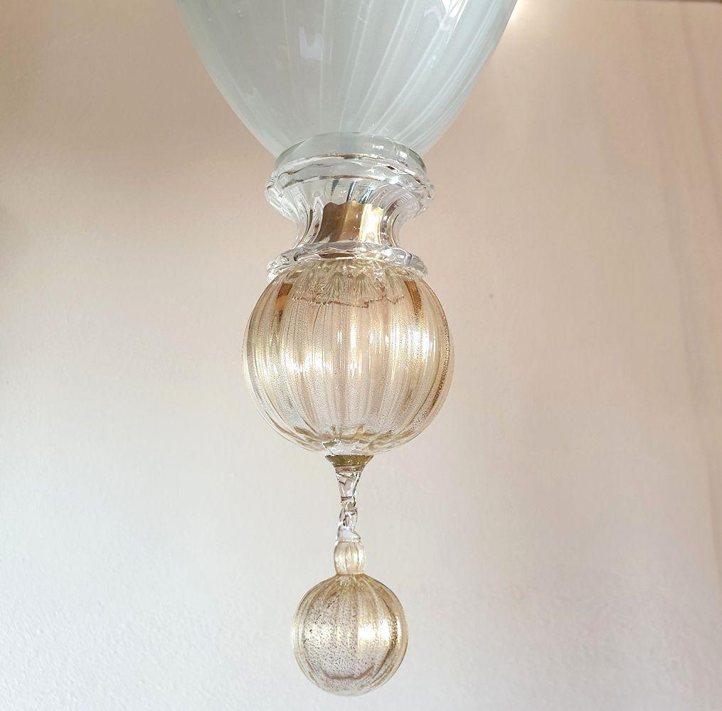 Lámpara-linterna de cristal de Murano blanco Italia en venta 1