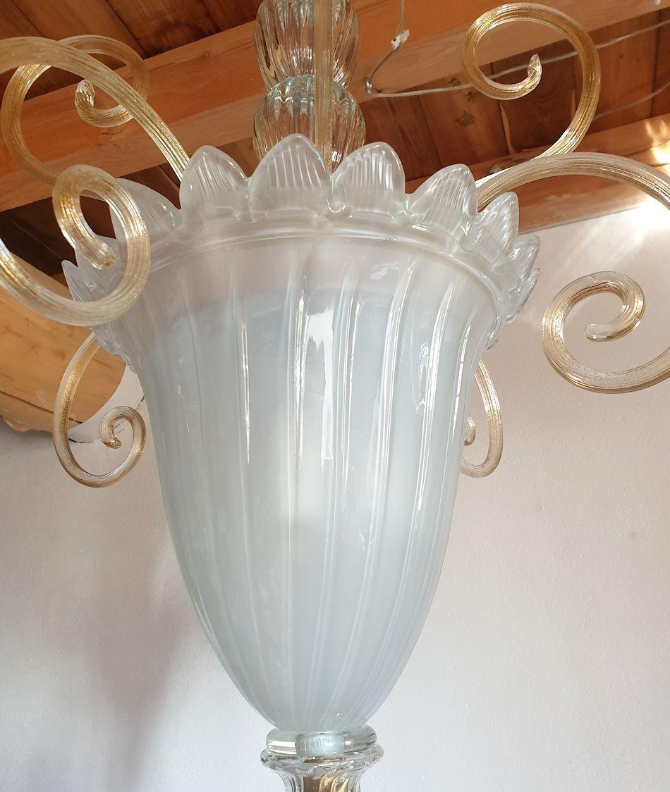 White Murano Glass Chandelier-Lantern Italy For Sale 3