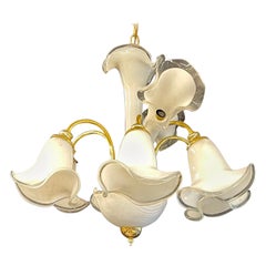 White Murano Glass Chandelier Tulip Form