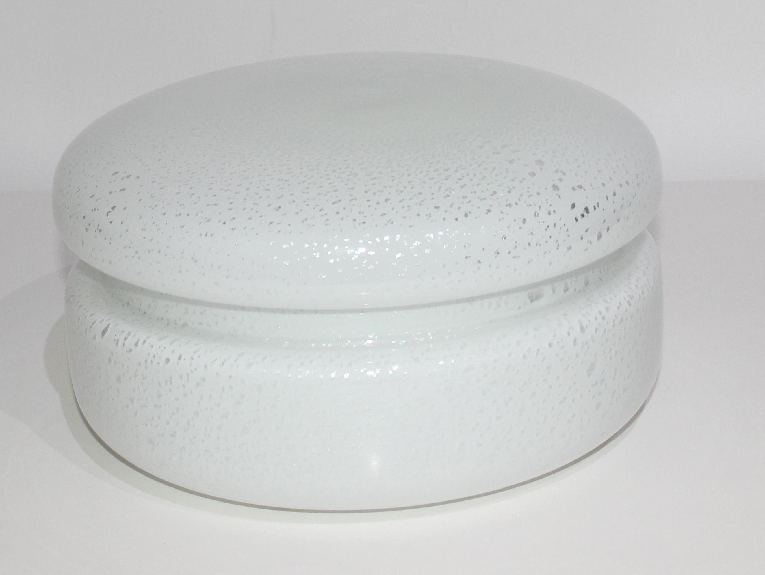 Modern White Murano Glass Covered Dish by Tommaso Barbi