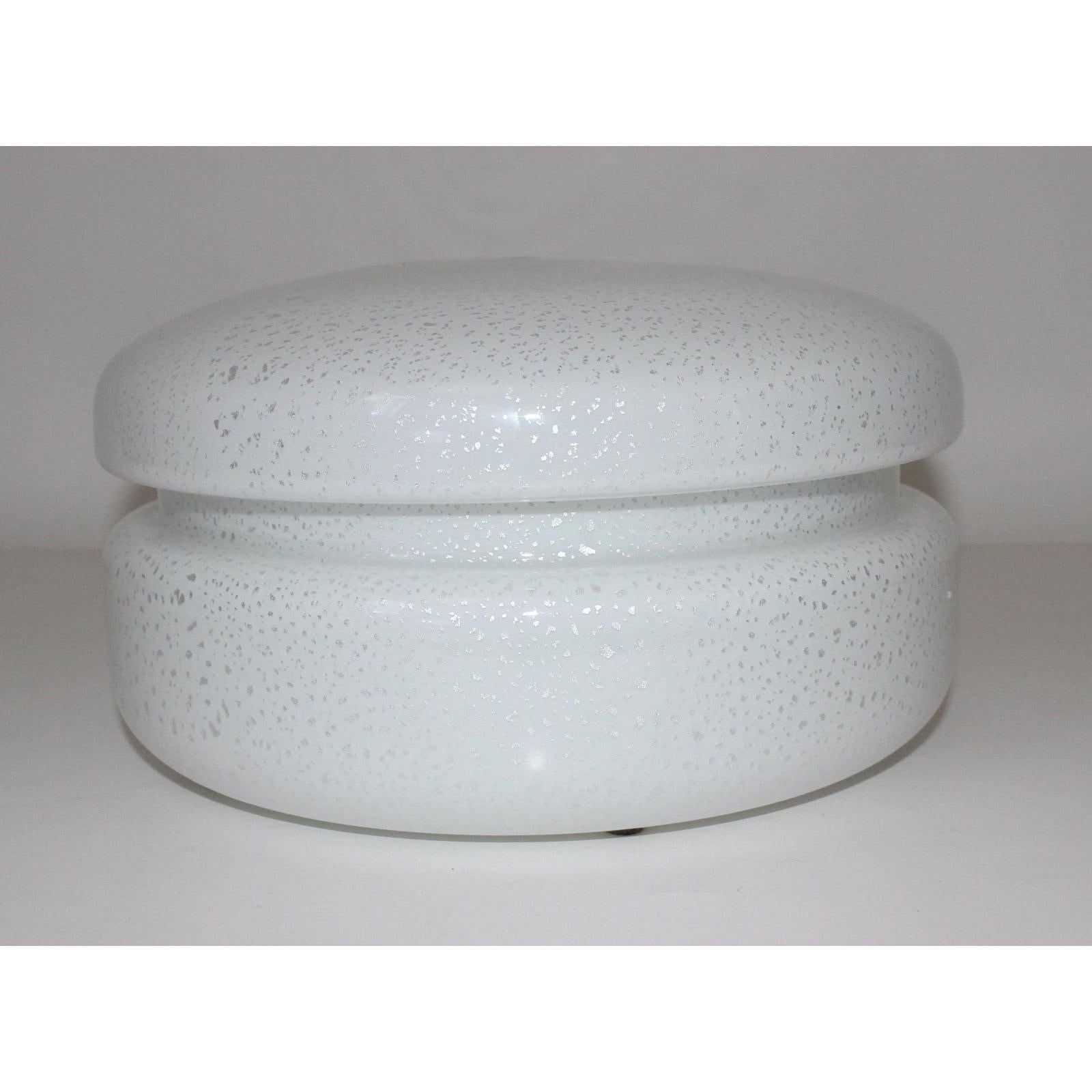 White Murano Glass Covered Dish by Tommaso Barbi For Sale 1