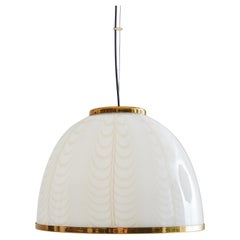 White Murano Glass Dome Pendant by F. Fabbian for Mazzega, Italy 1970s