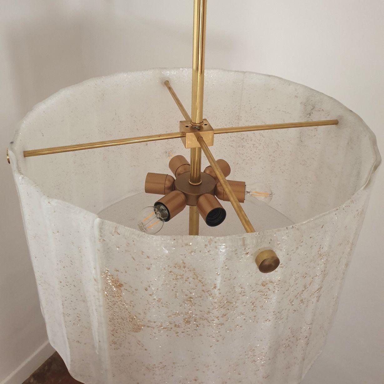 White Murano glass Drum chandelier For Sale 5
