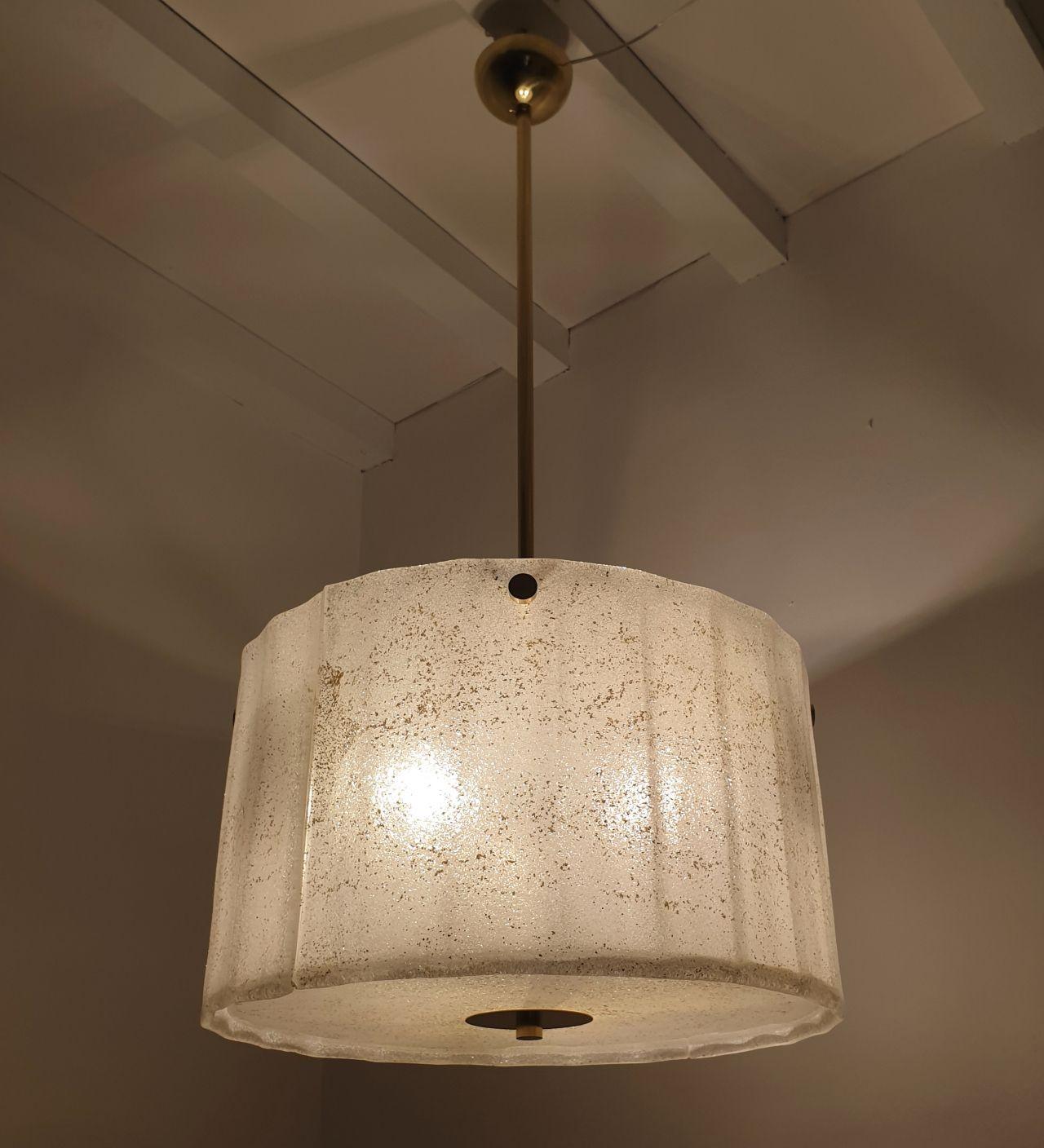 White Murano glass Drum chandelier In Excellent Condition For Sale In Dallas, TX